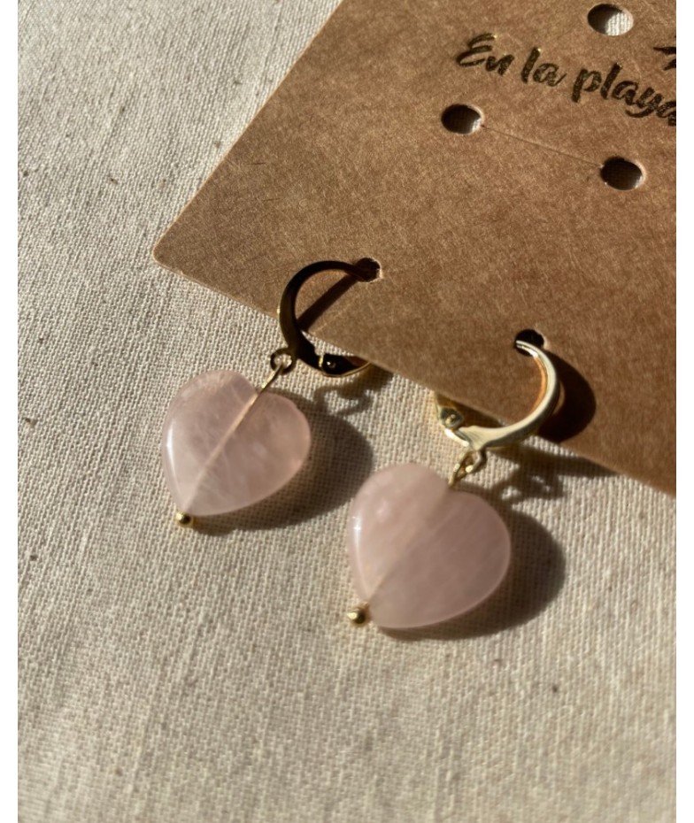 Aro corazón cuarzo rosa