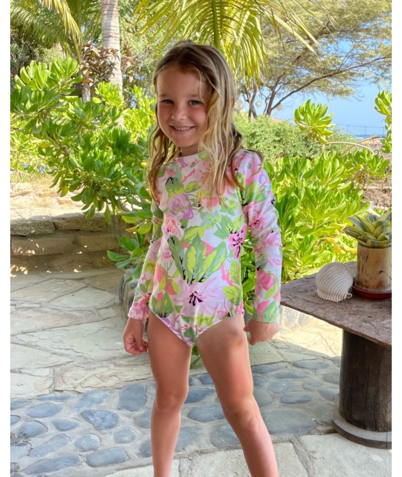 Body niña floral white talla 4-8