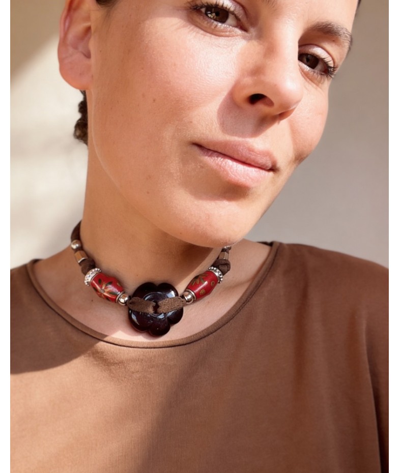 Collar chocker flor vidrio