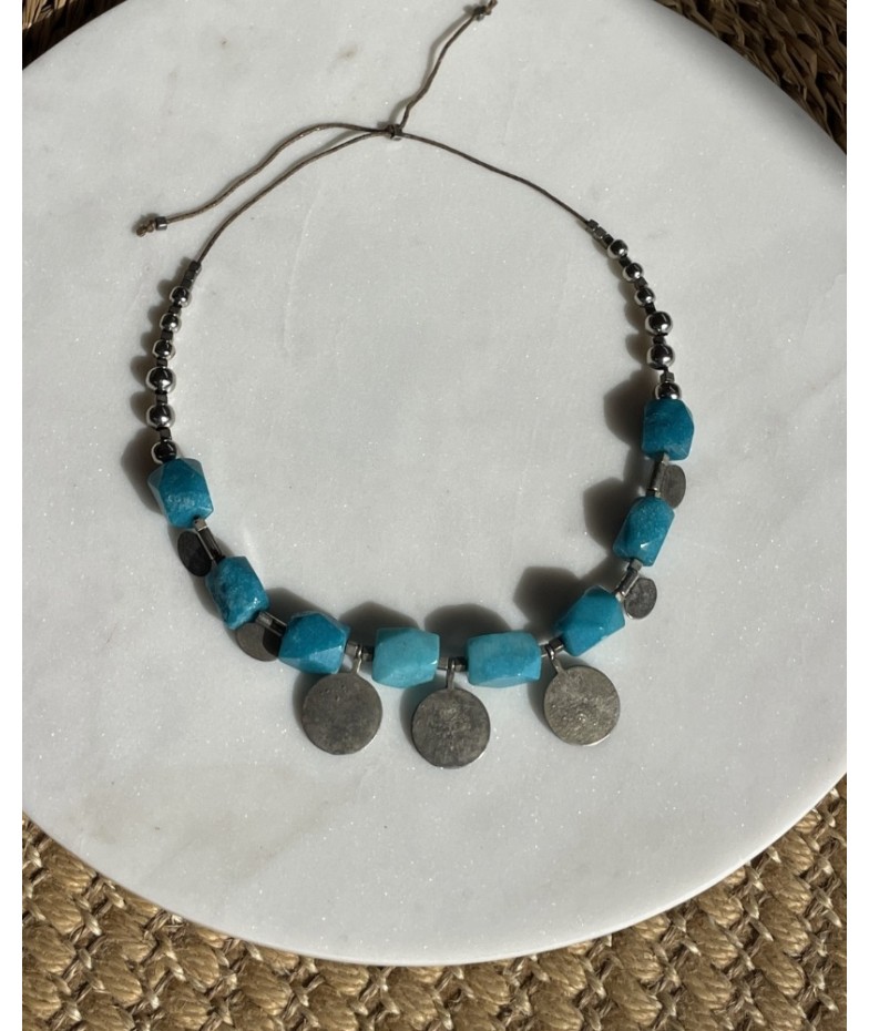 Collar coachella cuarzo turquesa