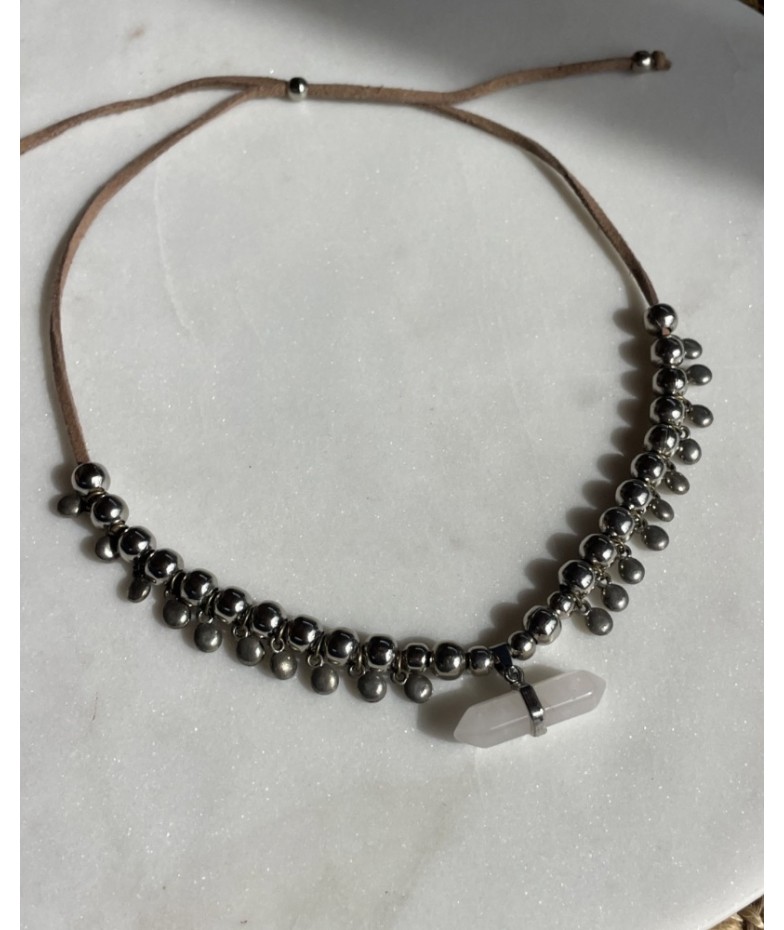 Collar coachella cuarzo mini gotitas