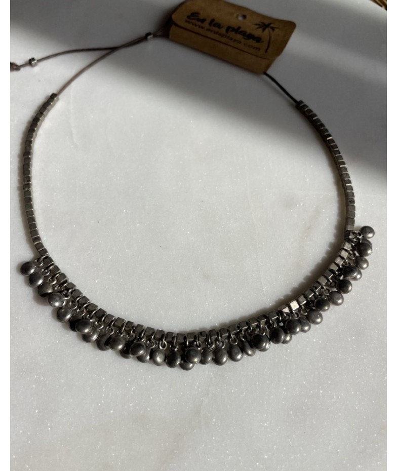Collar coachella gotitas plateadas